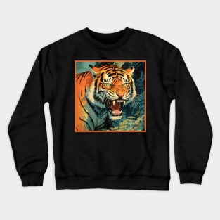 Colorful Tiger Cartoon Vintage Bengals Tiger Drawing Comics Fearless Tiger Crewneck Sweatshirt